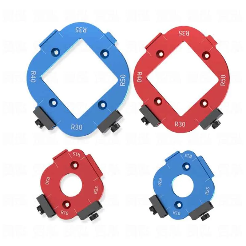 Aluminum Round Corner Radius Template Set - Router Table Jig for Woodworking, Arc Cutting Aid with Removable Clip, Sizes R10-R50