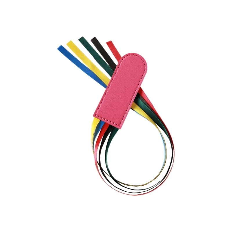 Creative Page Markers Ribbon Bookmarks Leather Bookmarks with 5 Color Ribbons