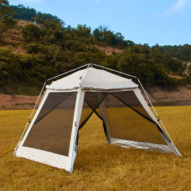 

Outdoor camping tent pergola, automatic aluminum pole double-decker tent, outdoor picnic barbecue rain sunscreen mosquito awning