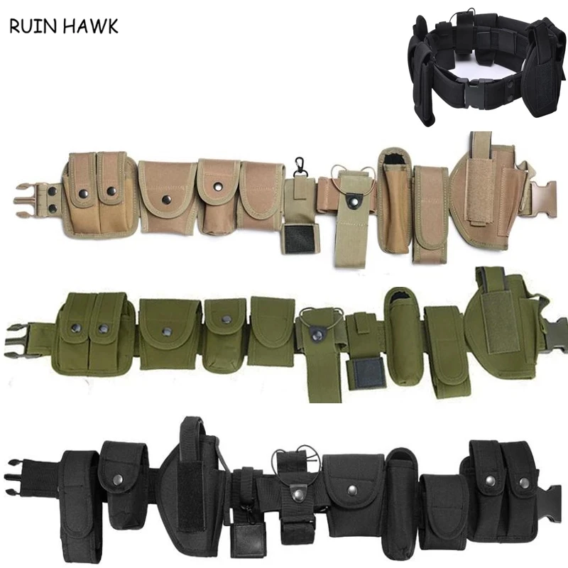 

Tactical Military Security Duty Belts 10 in 1 Multifunctional Utility Kit Pouch Outdoor Hunting Training Patrol Equipment