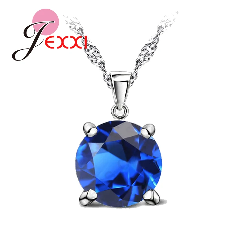 CZ Crystal Chain Necklaces Solid 925 Silver Color Pendant Necklace  Fashion Brand Crystal Party/ Wedding Jewelry For Women