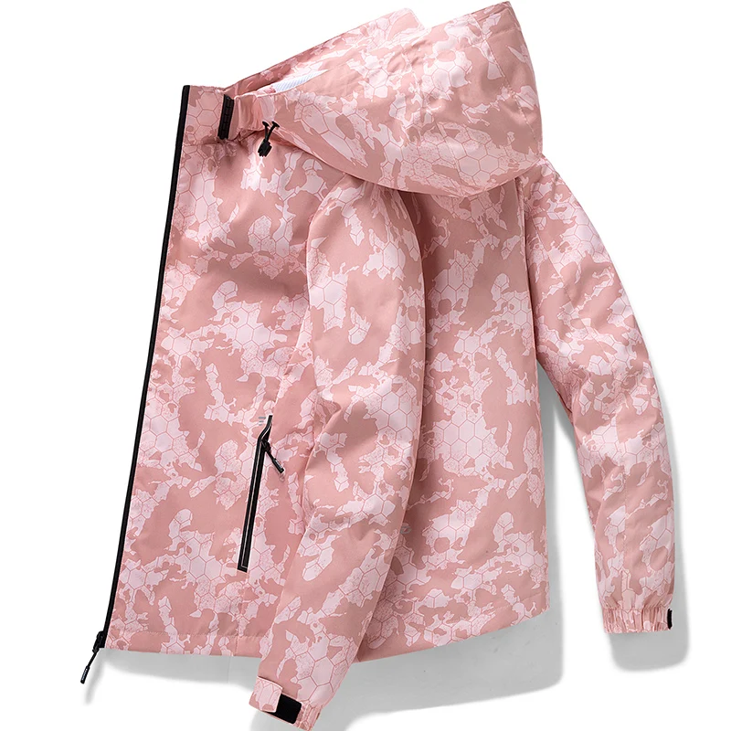 2024 Spring Men's Jacket Outdoor Hiking Bike Waterproof Hunting Camouflage Hooded Coat Casual Fashion Couple Windbreaker