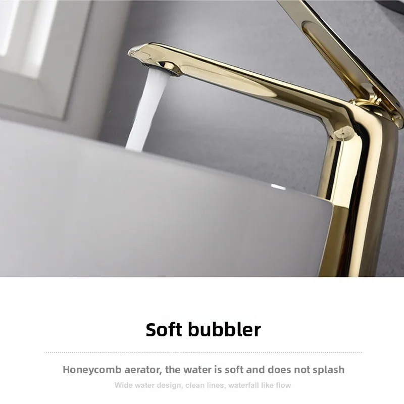 Bathroom all-copper washbasin faucet,golden rose gold washbasin,on and off the table basin washbasin,single hole hot cold faucet