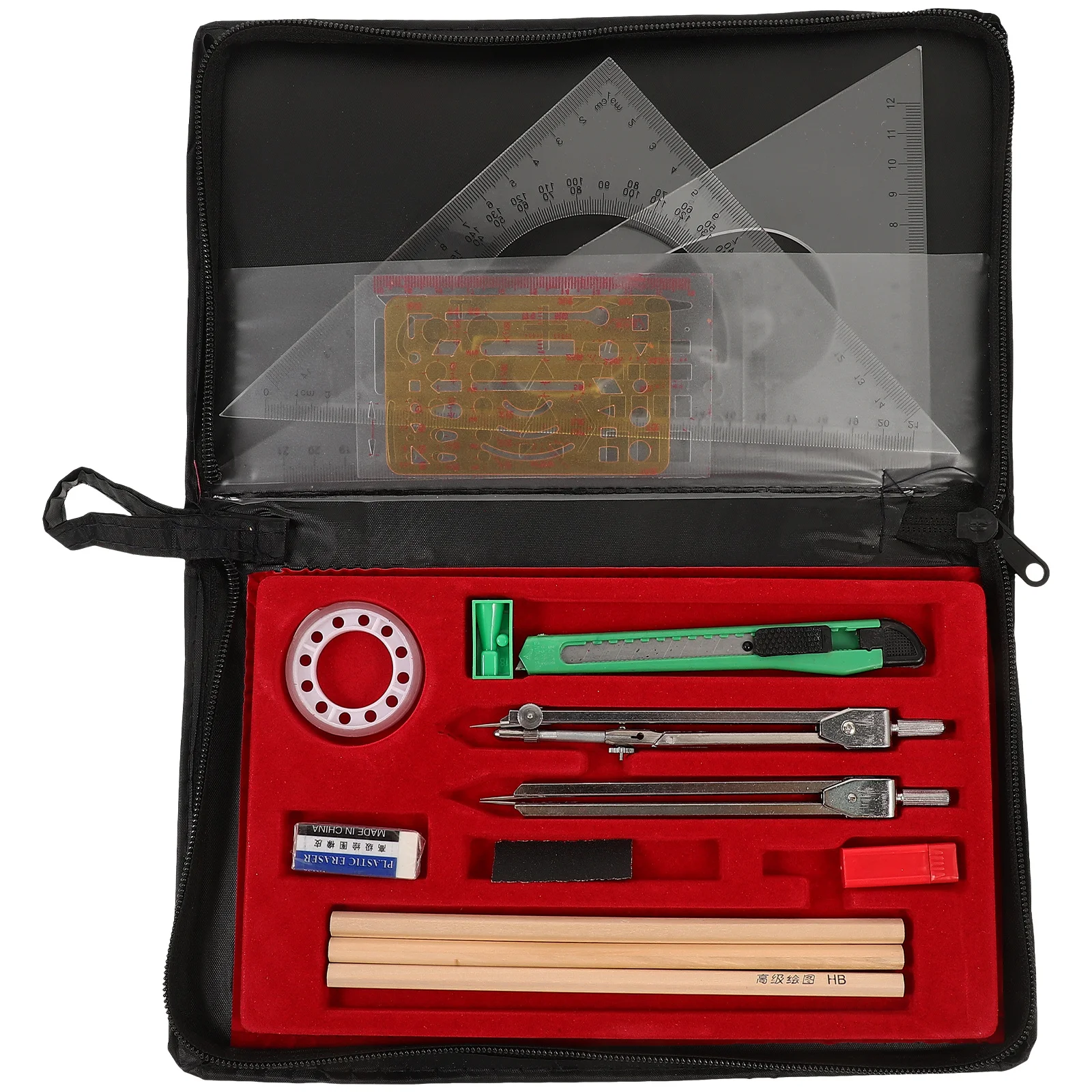 1 set 1 Set Drafting Kit Engineering Architecture Drawing Supplies Multifunctional Design Tools Storage Box Student Math Compass