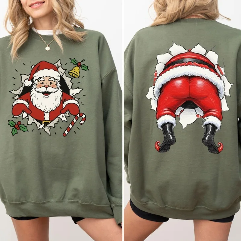 Santa Claus Weihnachten Sweatshirt Weihnachten Humor Urlaub Top Pullover Anime Hoodie Y2k Kleidung Streetwear Frauen Ropa De Mujer