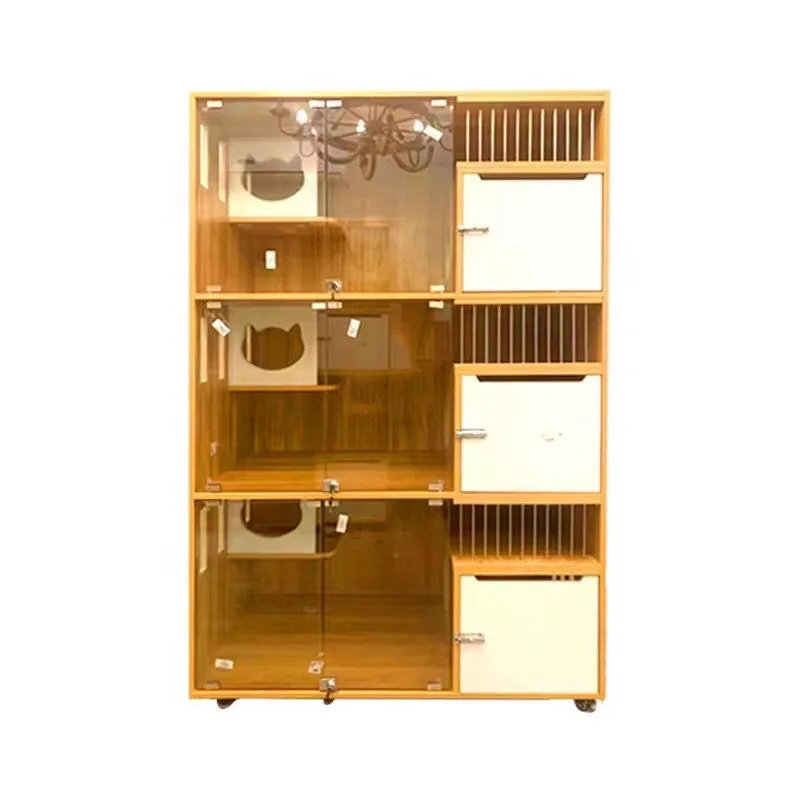 Solid wood cat cage pet store cattery cat cabinet, display cabinet foster care cabinet breeding cabinet