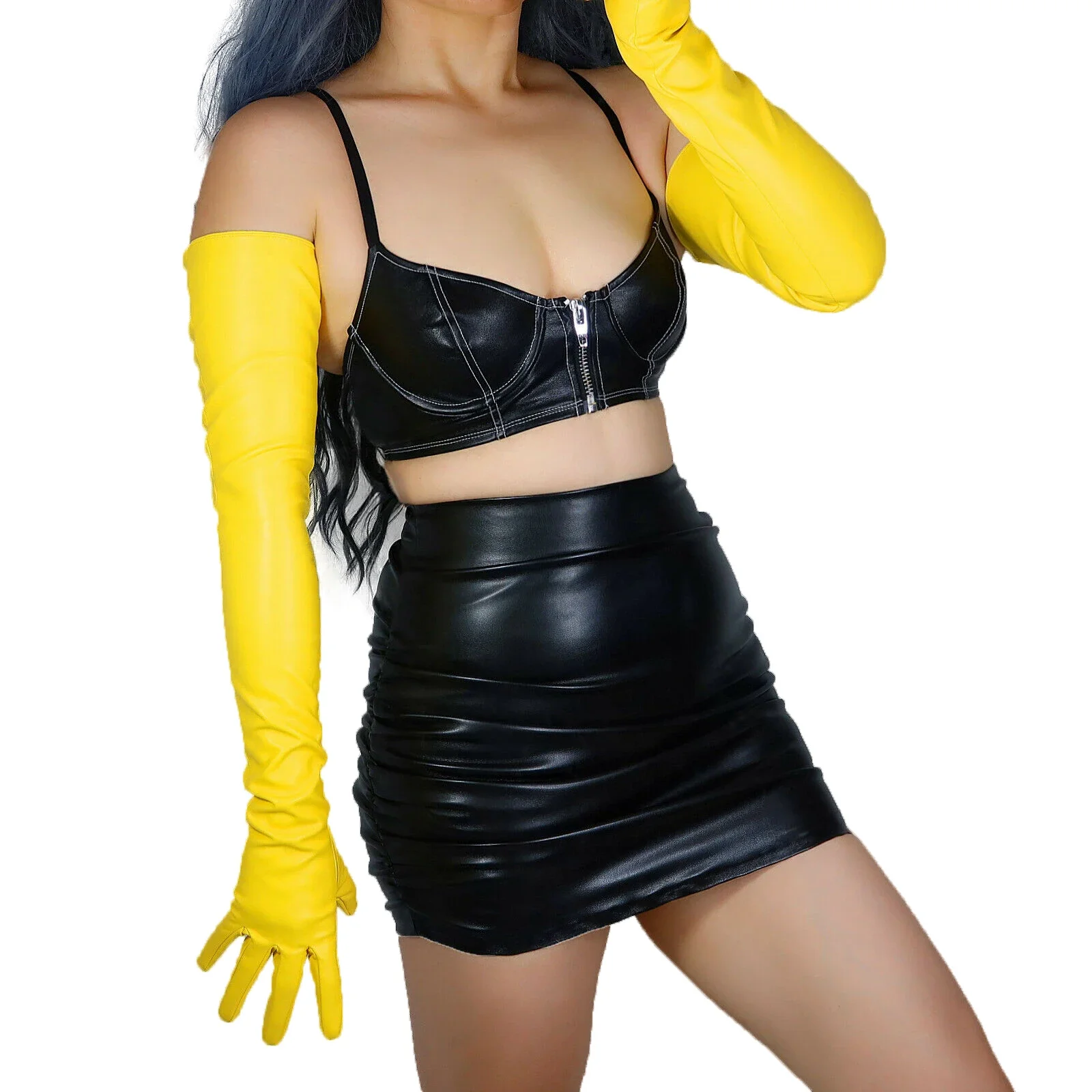 

DooWay 70 см банановые ярко-желтые перчатки из искусственной кожи 28 дюймов EXTRA LONG FASHION Хэллоуин вечерние формальные рождественские перчатки для косплея