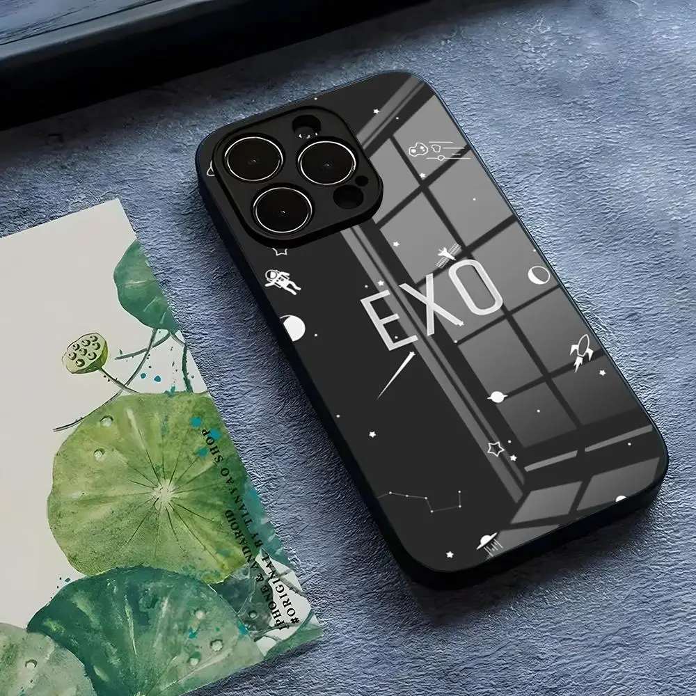 MINISO-Kpop EXO Handyhülle für iPhone 17 16 14 Pro 15 13 12 Max 11, gehärtetes Glas