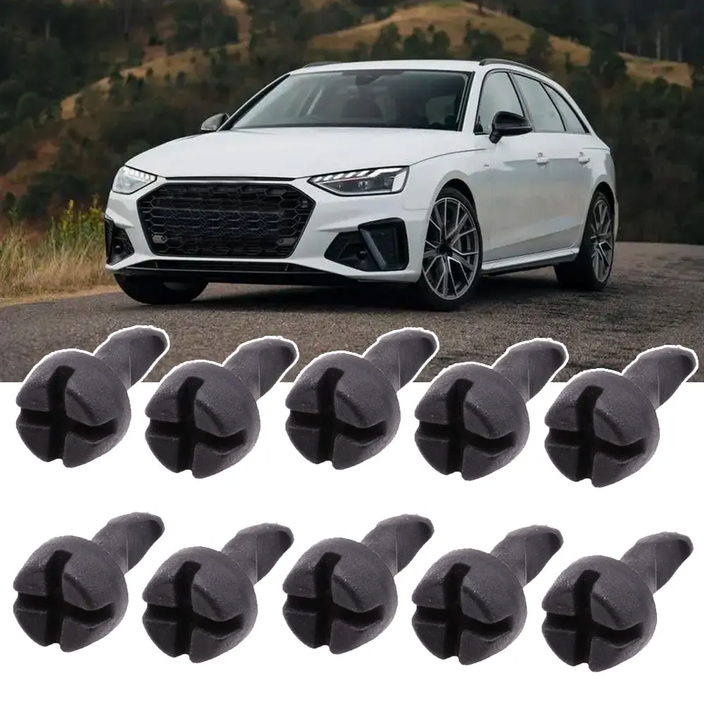 10x Black Engine Upper Cover Guard Plate Clip Auto Fastener Clip Auto Lock Pin Screw Sealing Stud for Audi A4 A6 A8 N90642001