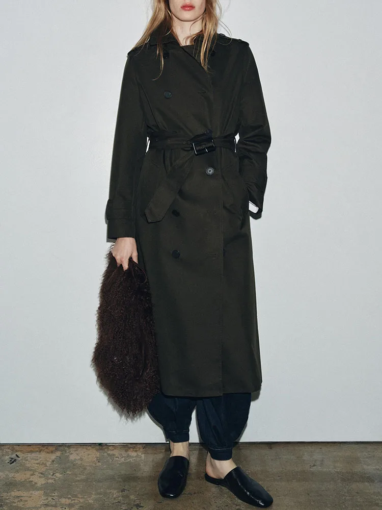 

Sweet Sle Long Sve Double Breasted Lapel Coat New Winter 2025 Women's Faion Waterproof Outerwear Ladies ort Coat