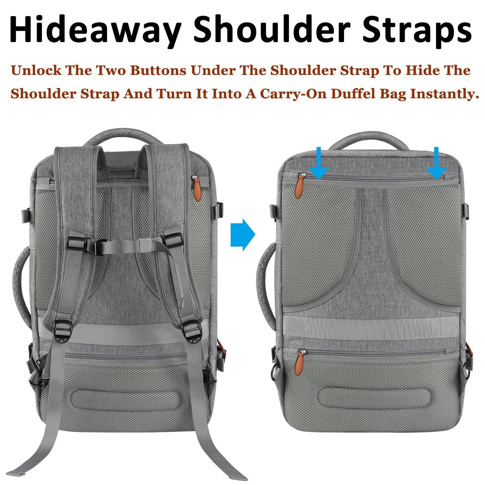 Zaini per valigie grandi espandibili da viaggio di grande capacità con 4 cubi da imballaggio Zaino per bagagli resistente all'acqua Mochila