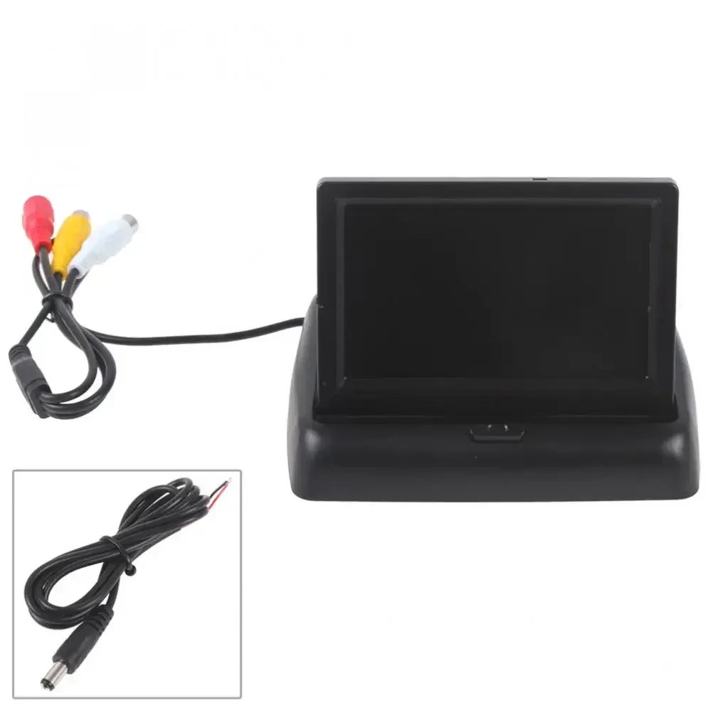 QueenDer  4.3 Inch Foldable TFT LCD Mini Car Monitor with Rear View Backup Camera for Vehicle Reversing Parking Systems