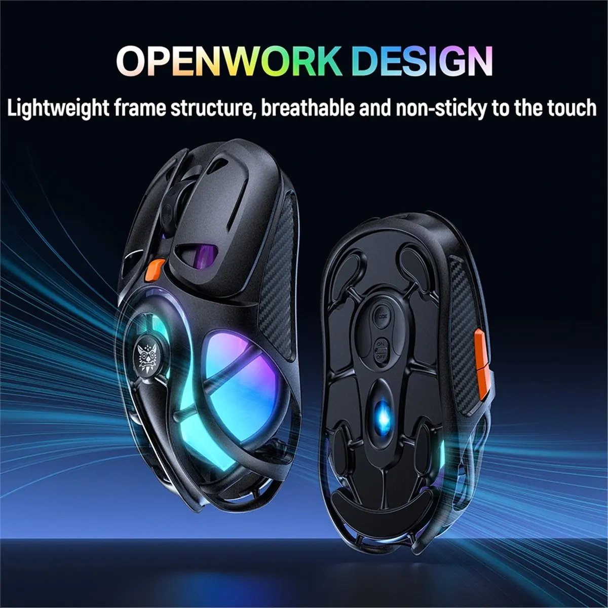 [AC18 Digital]/ DM02 Wireless Gaming Mouse Tri Model Hollowed-Out Long Endurance 1000Hz Polling Rate Game Mouse Black
