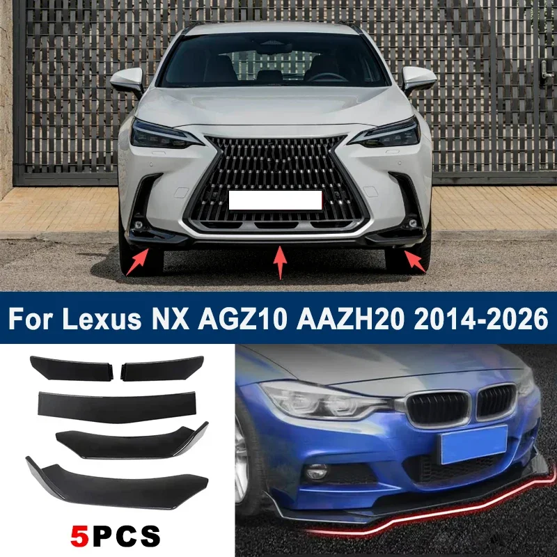 

Adjustable 5Pcs Sectional Front Spoiler Lip For Lexus NX AGZ10 AAZH20 2014-2026 Front Bumper Splitter Sport Body Kit