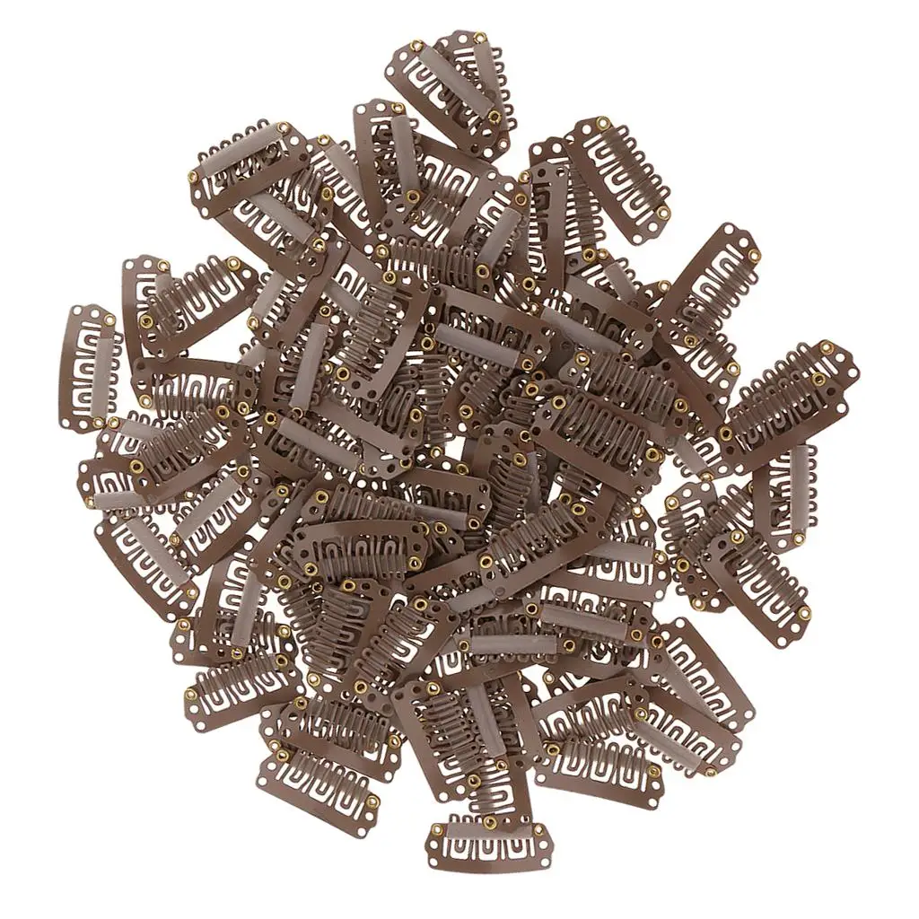 100pcs 28mm Metal  Clips Weft False Extensions Hairpiece