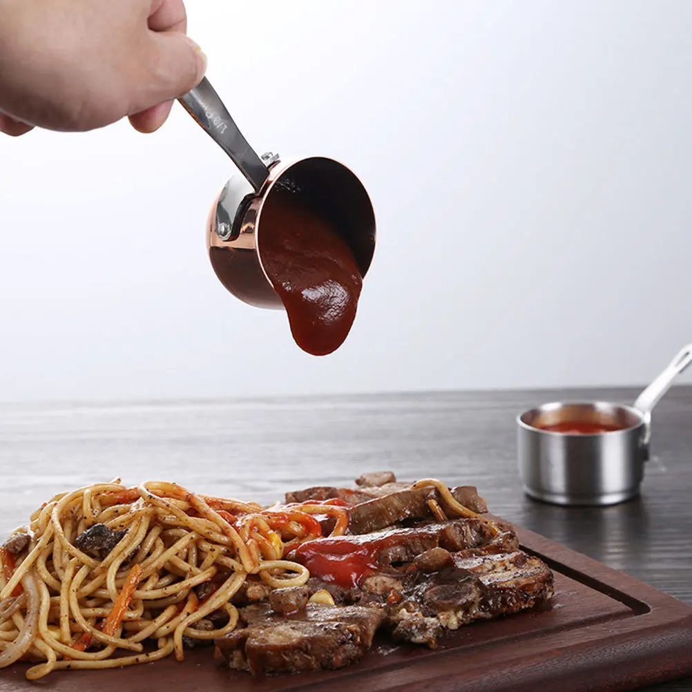 

Stainless Steel Sauce Cup Small Soy Sauce Container Long Handle For Home Restaurant Kitchen Dipping Chips French Fry