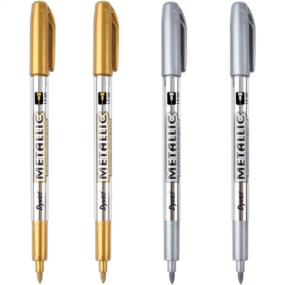 

Metallic Markers Pens Set - Silver and Gold Paint Pens for Black Paper, Glass, Rock Painting, Halloween Pumpkin, Card Making