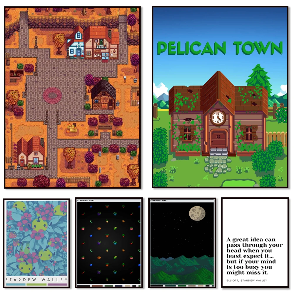 

Stardew Valley Event Poster, Farm Poster, Game Poster, Minimalist Design Canvas Painting Abstract Wall Art Picture Home Decor