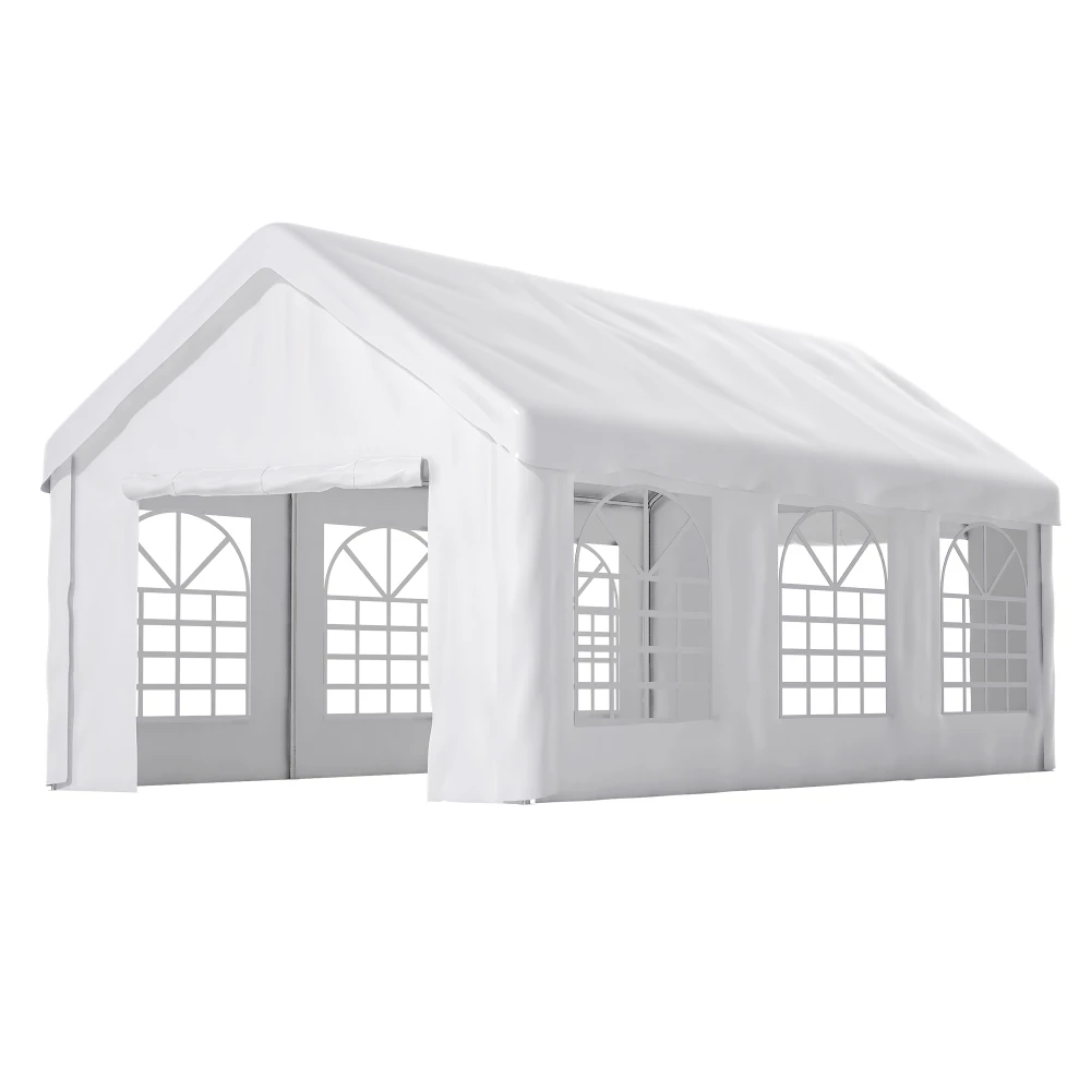 خيمة مرآب شديدة التحمل مقاس 3 × 6 م، مقاومة للشتاء والطقس، باب قابل للطي + جدران/سقف جانبية قابلة للإزالة، مأوى محمول