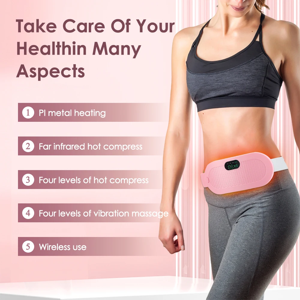 Menstrual Warm Palace Belt 4 Levels Electric Heating Vibrating Relief Belly Colic Waist Stomach Discomfort Rechargable Massager