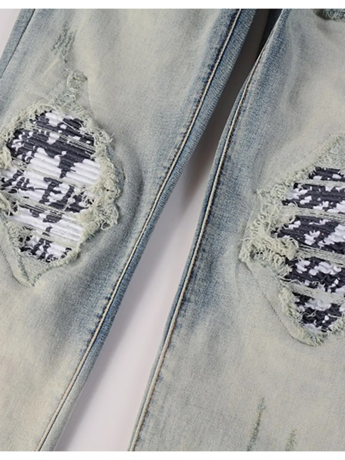 جينز رجالي بقصة ضيقة AMR MX High Street Sle سروال دينم متوسطة الخصر عالي الخصر بنطلون طويل ملابس حضرية أنيقة #5