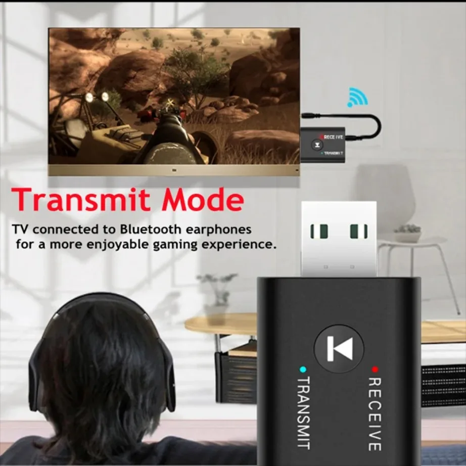 YIGETOHDE-adaptador inalámbrico 2 en 1 con Bluetooth 5,0, dispositivo para ordenador, TV, portátil, altavoces, auriculares