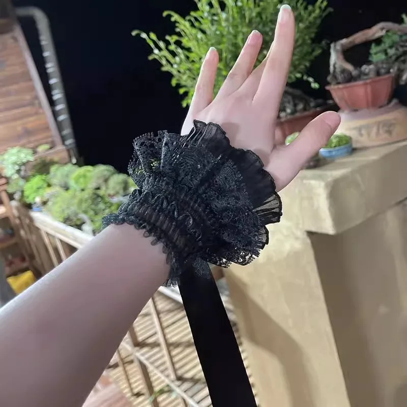 Black Pearl Wrist Strap Hand Flower Ballroom Dance Accessories Waltz Dancing Floating Sleeves Dance Dress Performance Wear