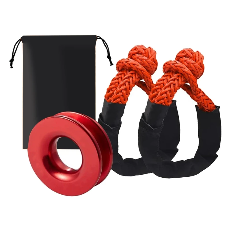 

Recovery Ring With Winch Snatch Recovery Ring 1/2 X 24 Inch Red For ATV UTV SUV Truck Recovery(1PCS Ring,2PCS Shackle)