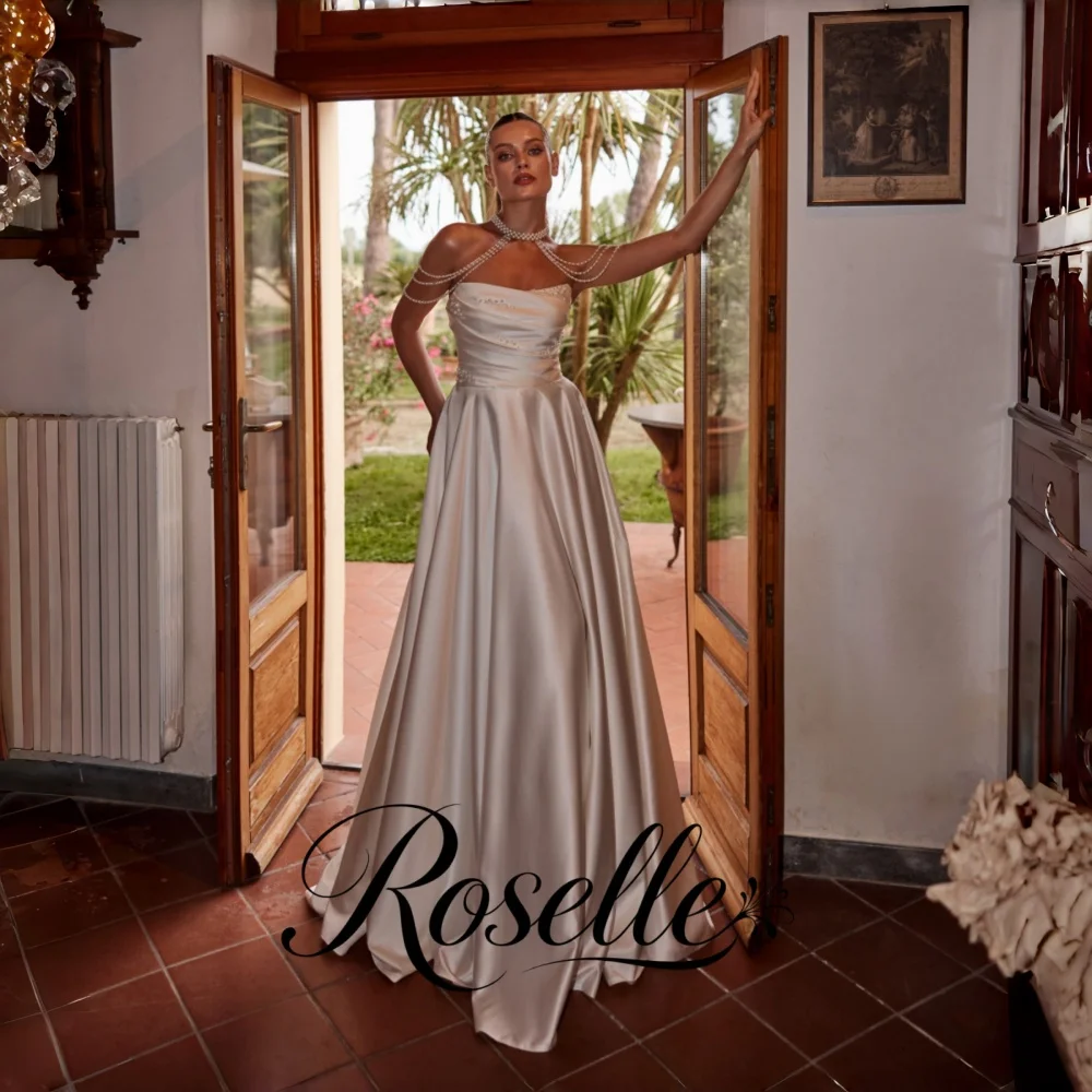 ROSELLE Strapless Sleeveless A-Line Elegant Wedding Dress Beading Pleat Open Back 2026 Bridal Gown Customized свадебное платье