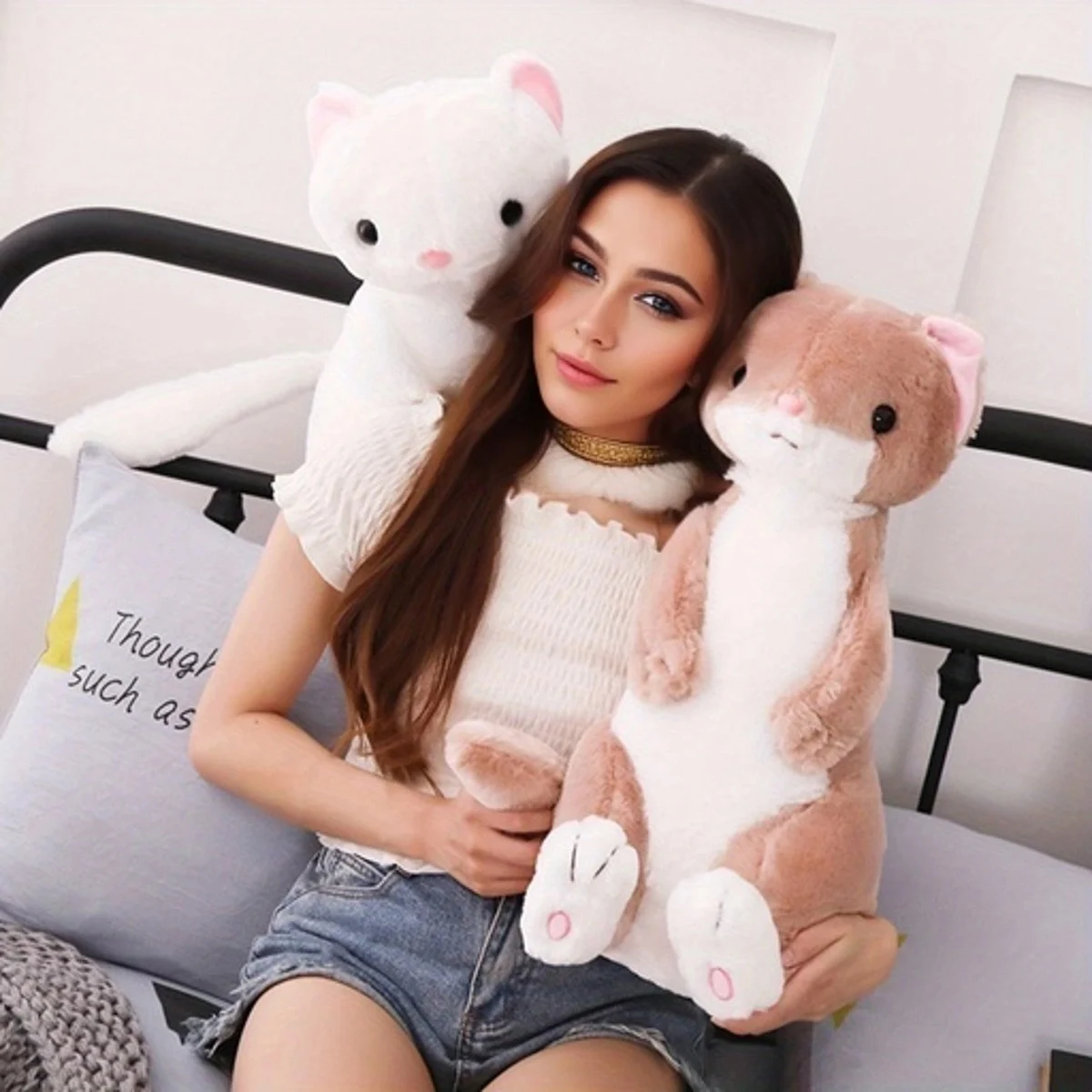 لعبة محشوة لطيفة وسادة رمي النمس، وسادة رمي حيوانات إبداعية ناعمة ولطيفة تقليد الحيوانات المحشوة ديكور المنزل بير #3