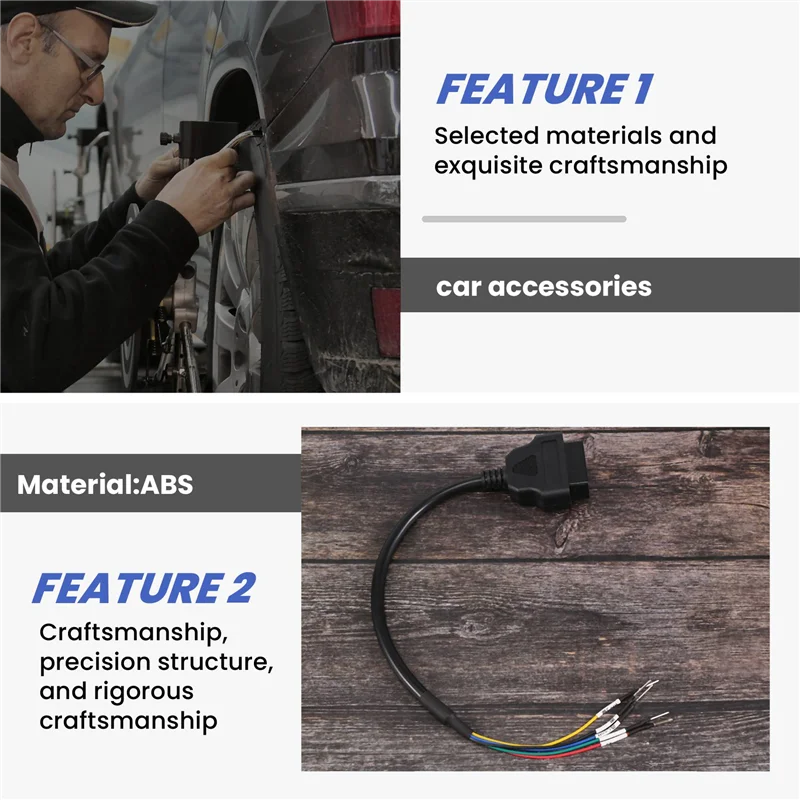 

16-контактный разъем OBD OBD2, гнездовой K Line CAN, перемычка для тестера, автомобильный диагностический удлинительный кабель, шнур Pigtail-AT80
