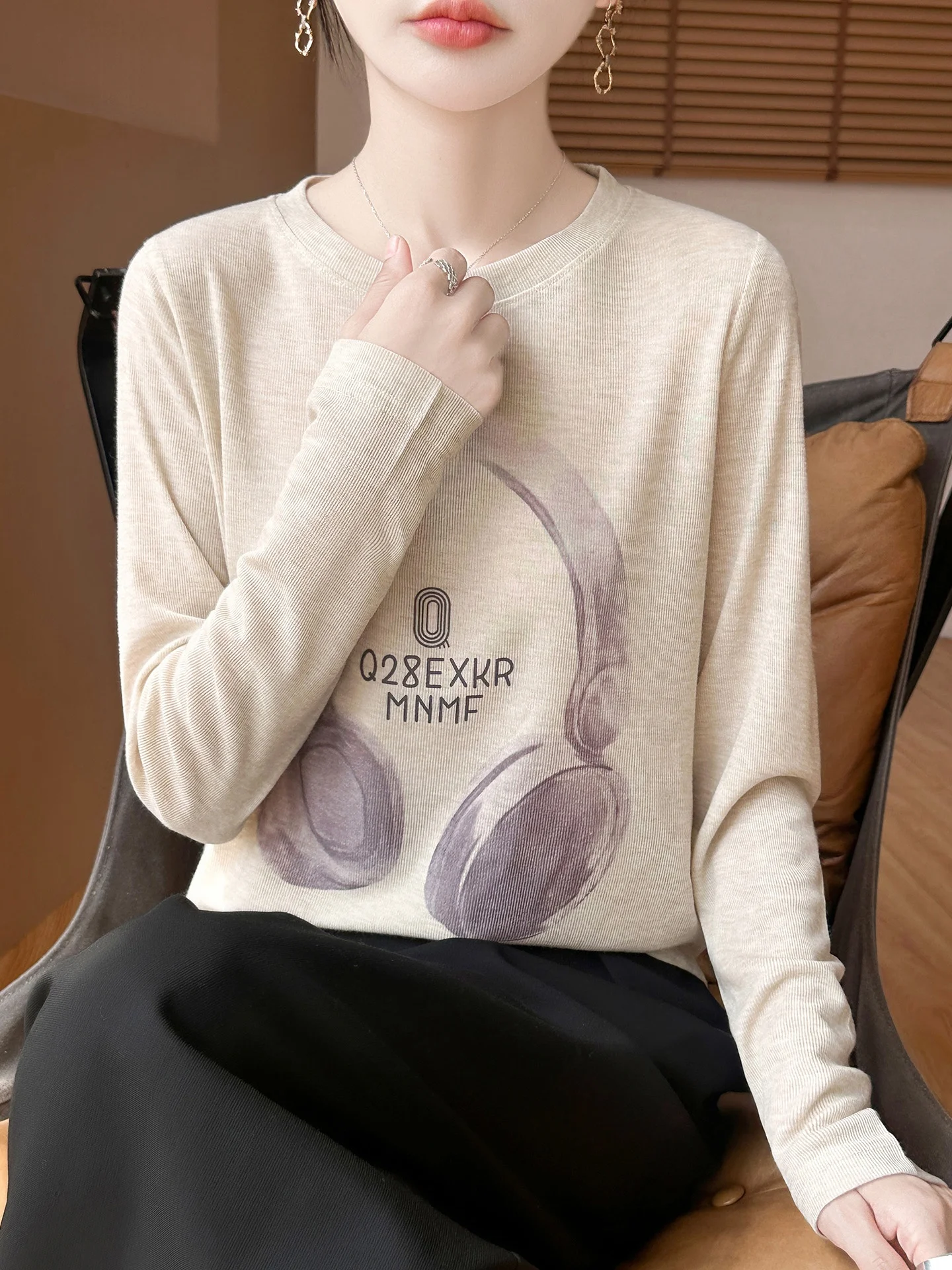 

Women's Knitted Long Sve round Ne Pullover Sweater Inner Wear Base irt Casual Loose Fit Soft Fabric Autumn Winter Top