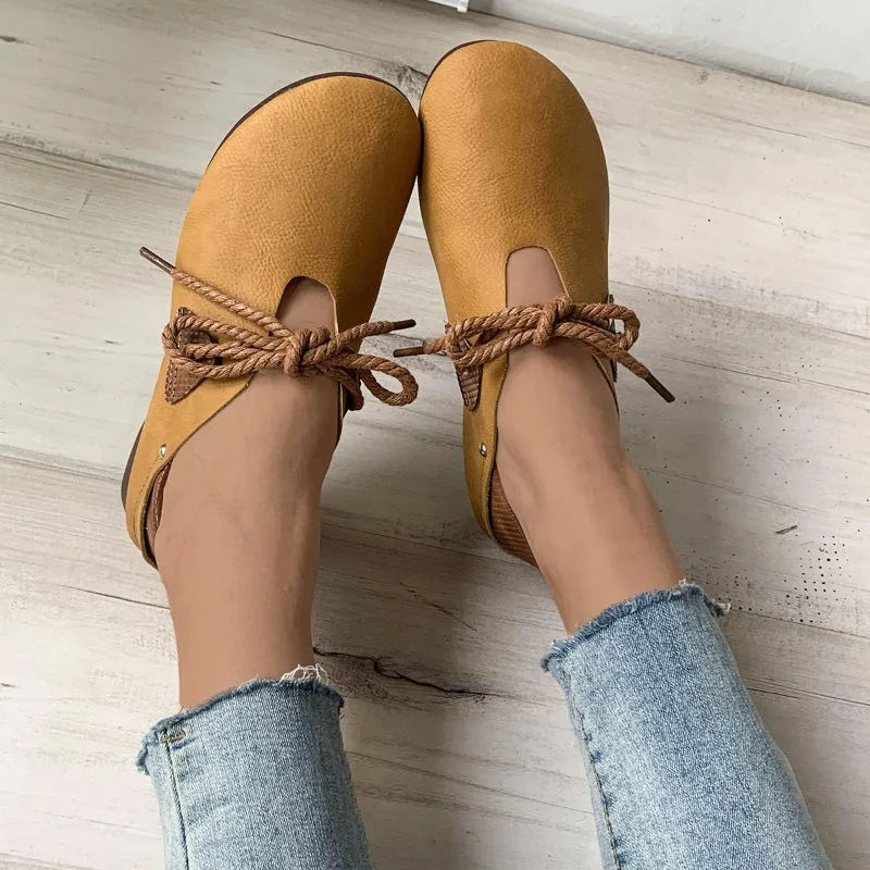 Chaussures en cuir à talons bas rétro pour femmes, chaussures Oxford à lacets, confortables, anti-usure, chaussures simples, mode, printemps, automne, nouveau