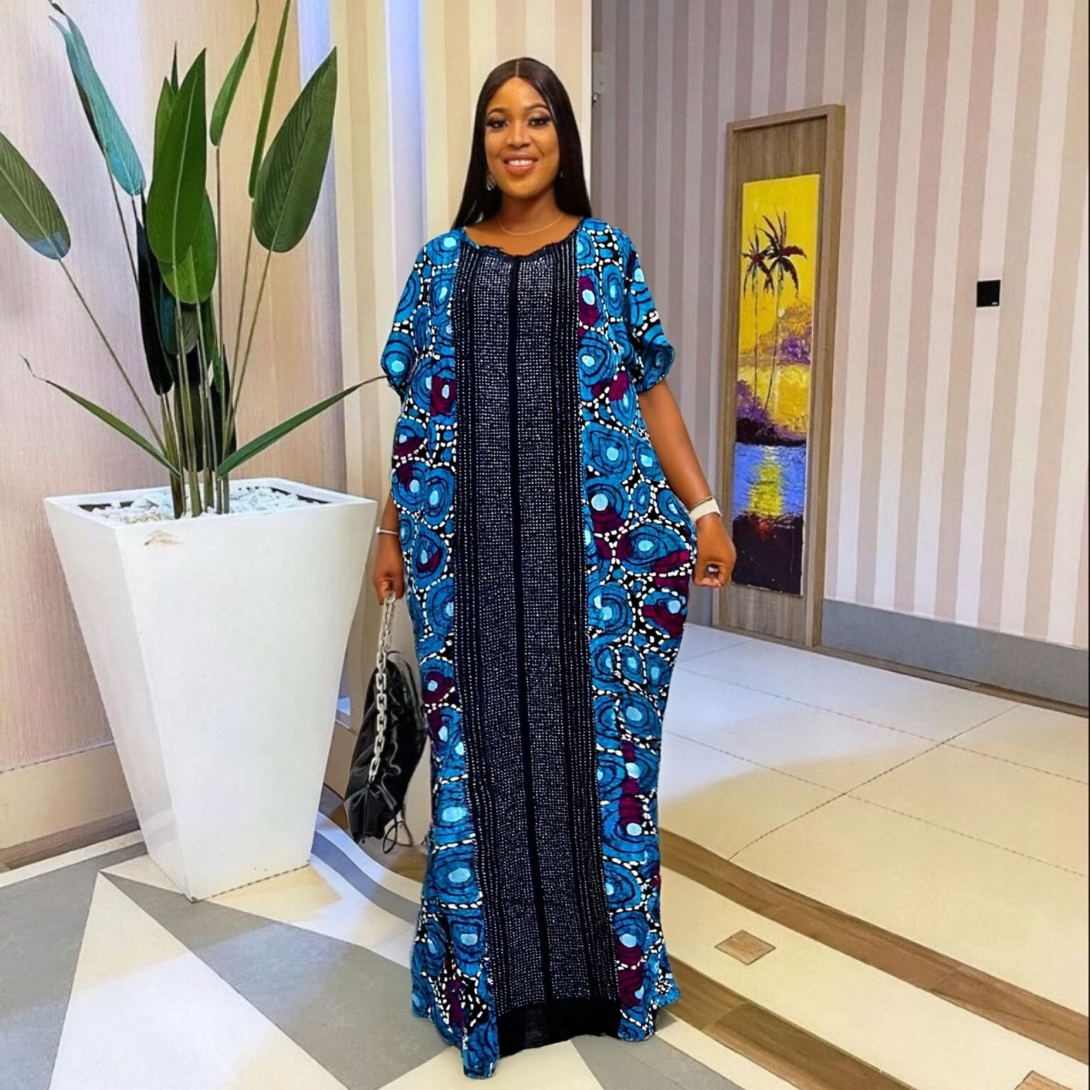 

2025 New Fashion Tie-Dye Large Scarf Ethnic Loose Breathable African Cotton Women's Printed Dress