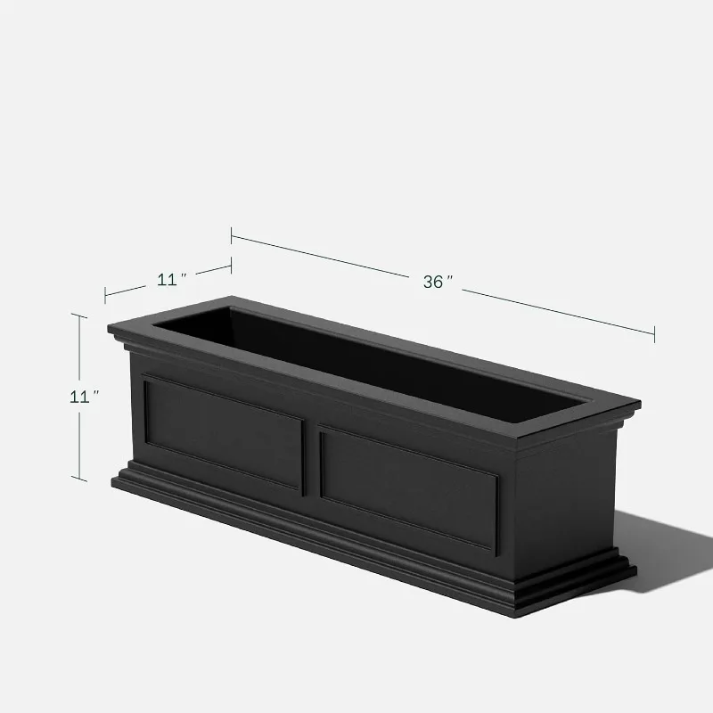 Brixton Window Box Plastic Planter - Large Rectangular Planter for Outdoor Balcony/Windowsill | Crack-Resistant All-Weather