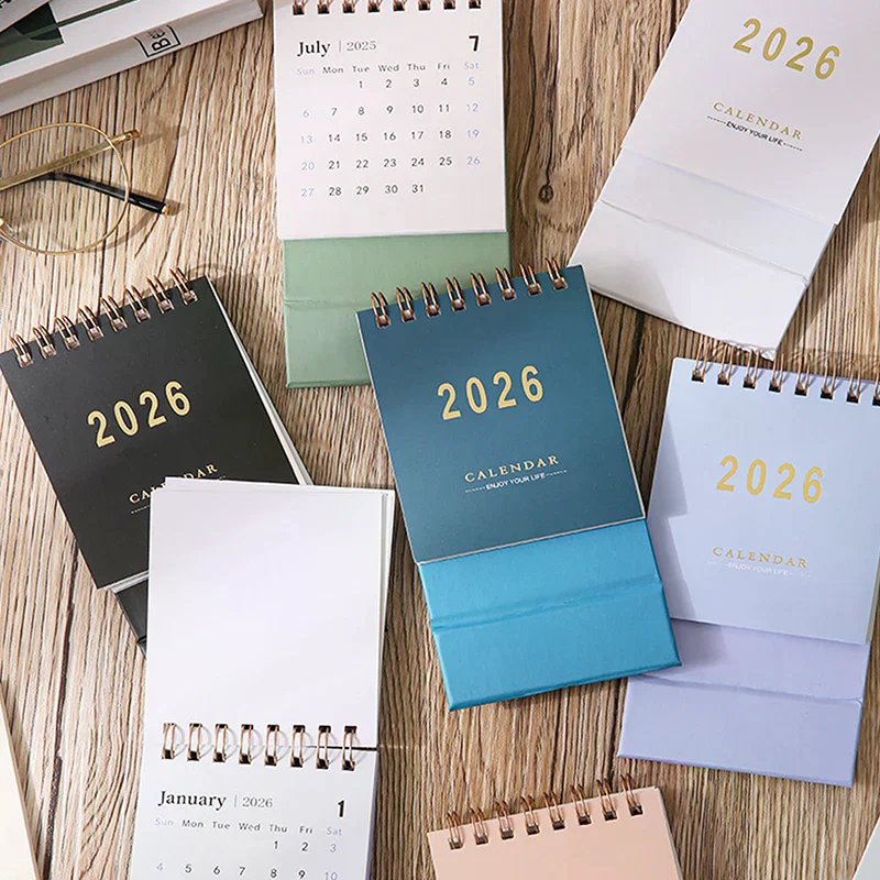 Simple 2026 Calendar Small Desk Calendar Creative Coil Calendar Planner Desktop Decoration Office Stationery