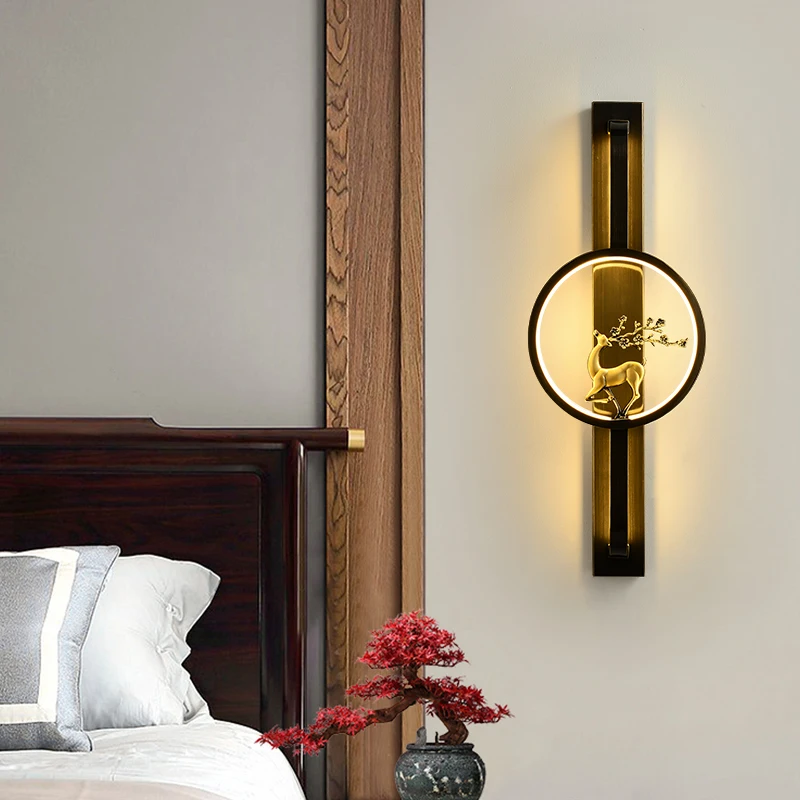 8M Brass Wall Lamp LED Modern Luxury Sconce Light Interior Decoration Household Bedroom Bedside Living Room Corridor Lightin