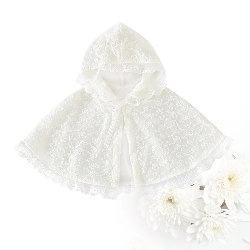 여아용 레이스 코스튬 케이프 코스프레 파티 드레스업 액세서리 자외선 차단 부드럽고 내구성이 뛰어나며 청소가 쉬운 흰색 100cm 0-2세