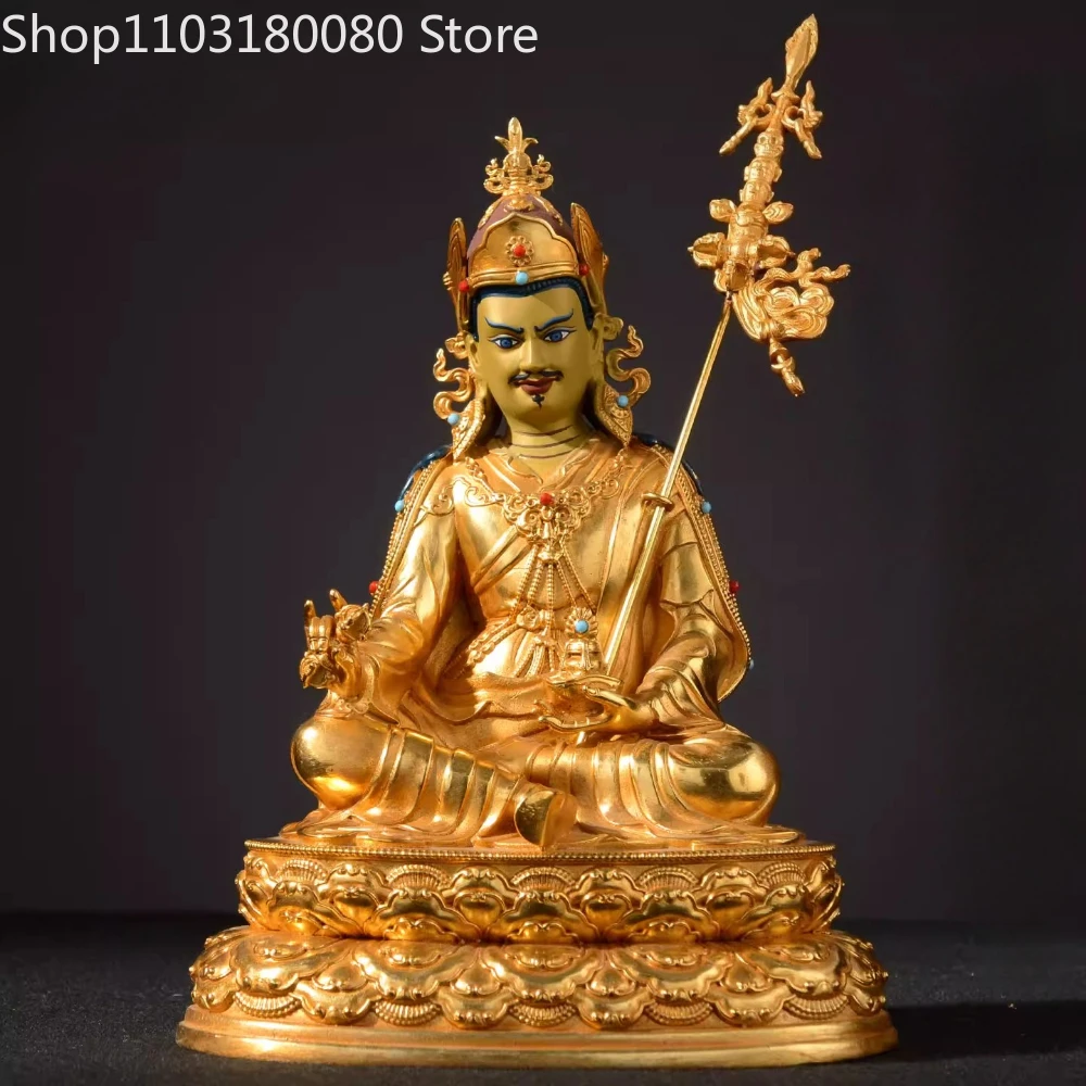 Copper gilding Padmasambhava buddha statue Guru Rinpoche sculpture,31cm,21cm,16cm