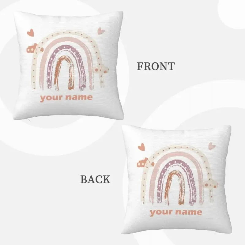 Rainbow Print Custom Cushion Cover Adult Children Personalized Name Customize Pillowcase Home Housewarming Birthday Gifts