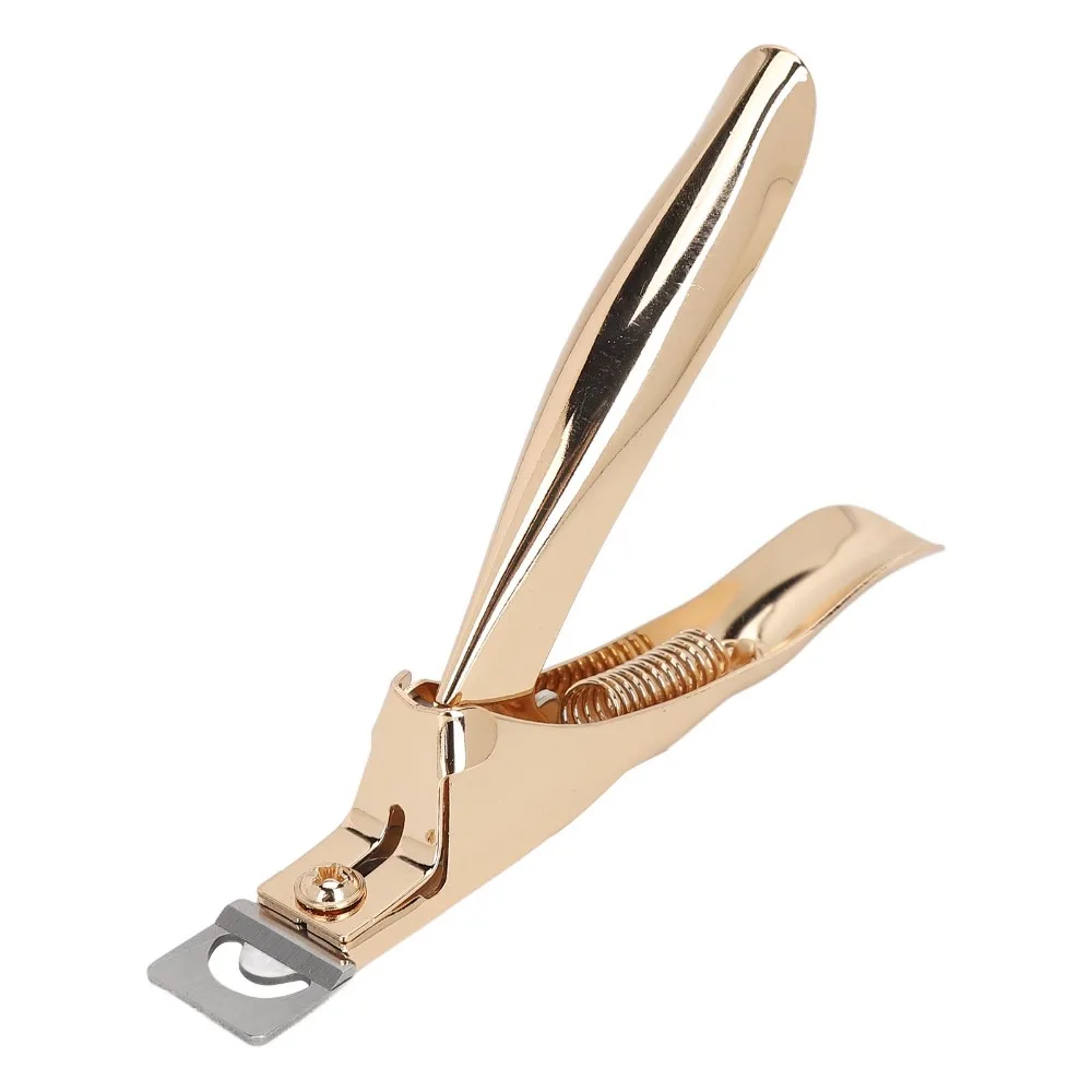 Stainless Steel Nail Tip Cutter Straight Edge Gold Color Fake Nail Trimmer U Shape Design Professional Clippers view 5
