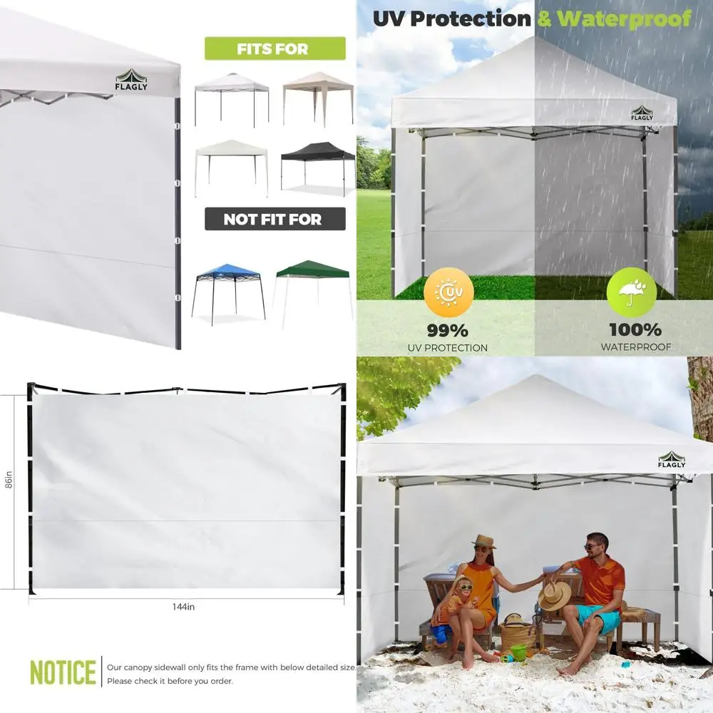 

Водонепроницаемые боковые стенки 12x12 футов для уличных палаток, идеально подходят для мероприятий и выставочных стендов (комплект из 3 штук, черные)