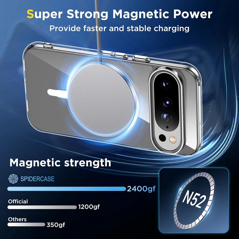 Google Pixel 10 Pro XL用マグネット式スマホケース 透明シェル 耐衝撃バックカバー Pixel 10Pro 10ProXL PCクリアバンパー