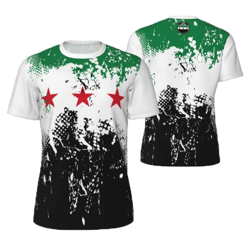 New Syrian Flag T Shirt 3D Printing High Quality Cotton Shirts Men's Sports Short-sleeved Tops Unisex Street Hip-hop Casual Tees