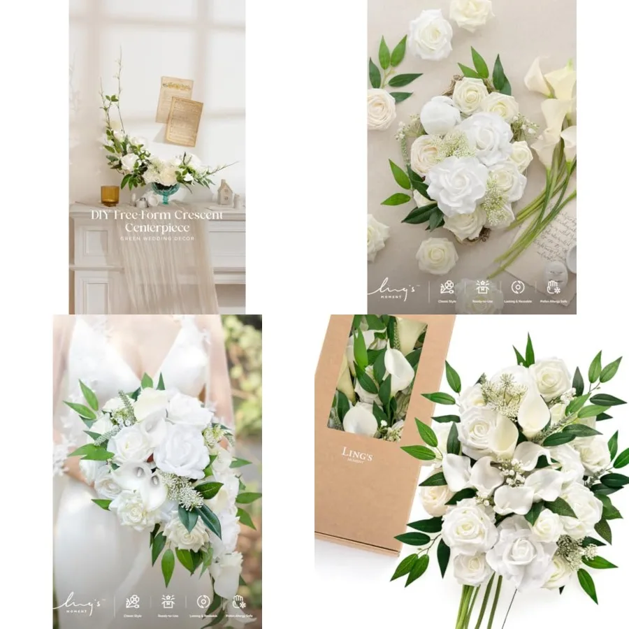 

Fake Flowers Box, Faux Artificial Greenery Stems Foam Roses Silk Peony Willow Lily Fabic Flower for Centerpieces Bouquet Weddin