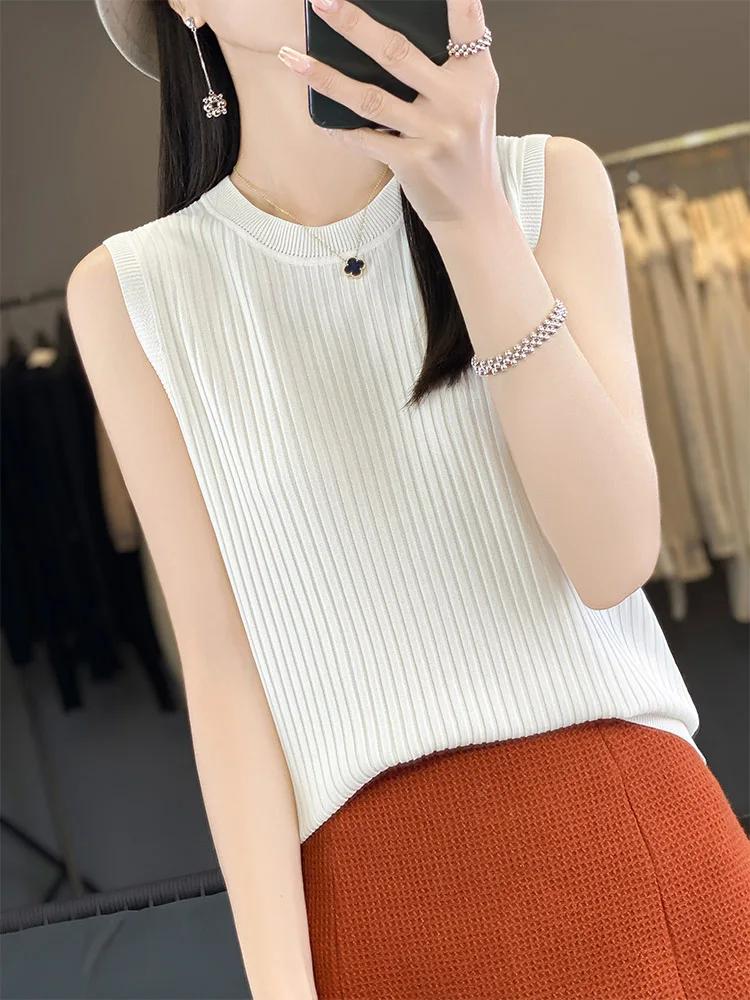 

Свободный летний вязаный жилет из конопляной пряжи для женщин, оригинальный дизайн, прямой крой, тонкий, цельный, без застежек