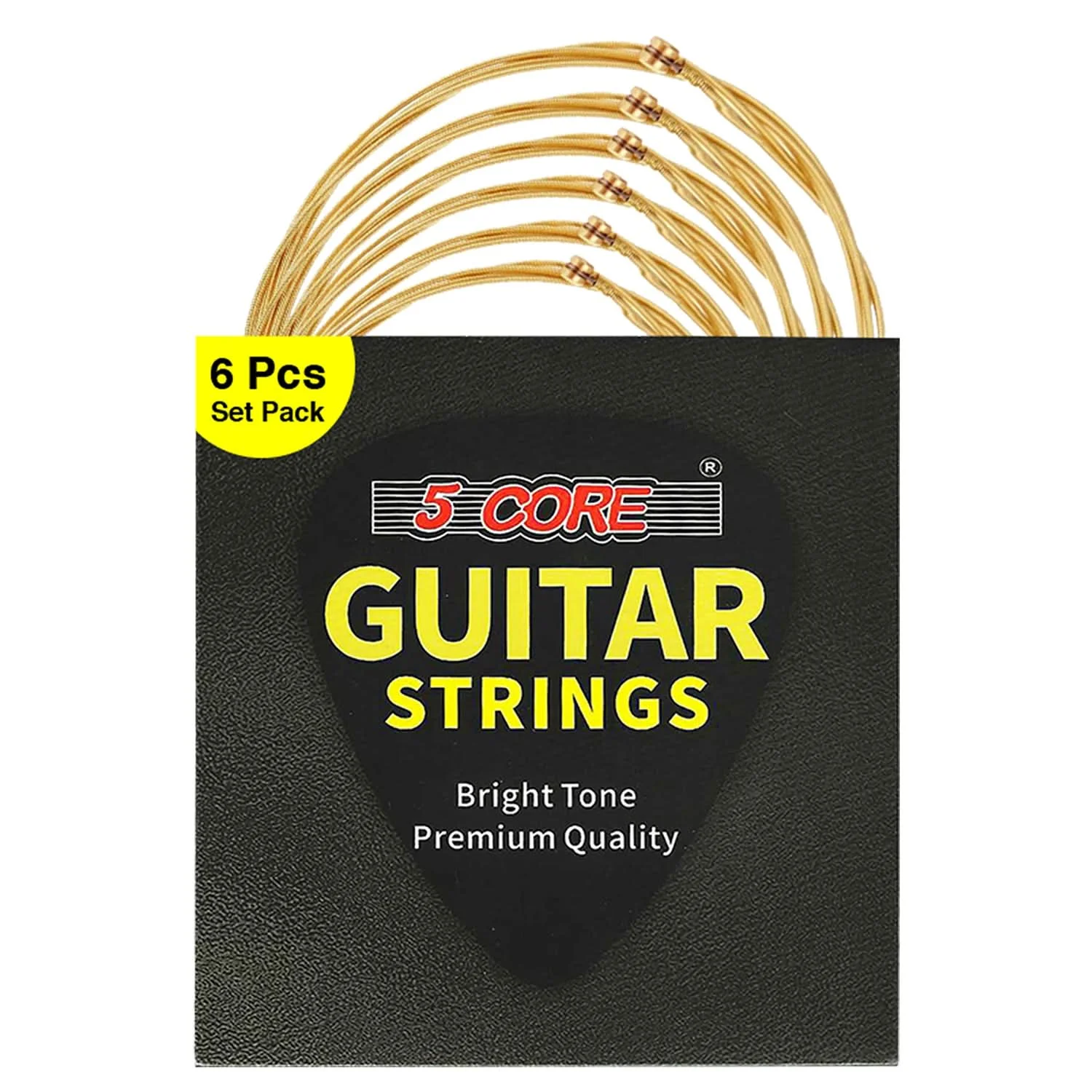 

5 Core Acoustic Guitar 6 String Set Light Gauge Steel Carbon Core Bright Powerful Tone Heavy Duty