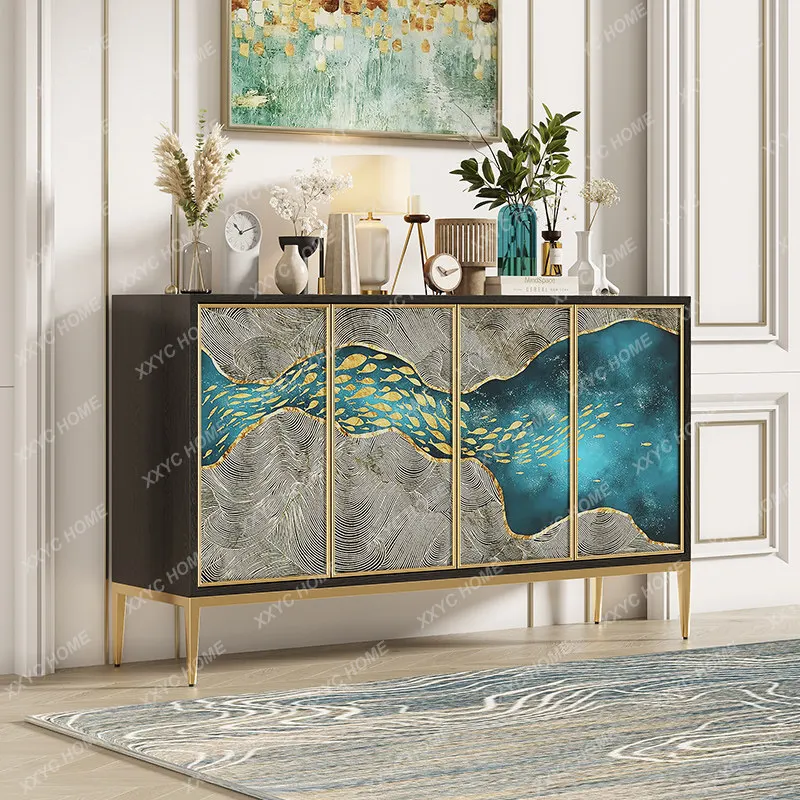 Light luxury shoe cabinet, entrance cabinet, modern simple household door into the foyer cabinet glass painting