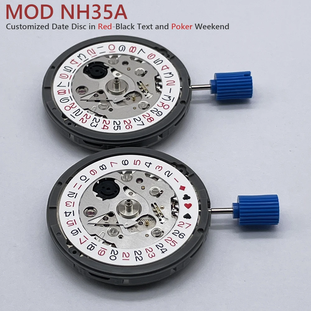 

Japan Genuine NH35 Movement Modified Red-Black Text Date Disc NH35A Automatic Mechanical Movement 24 Jewels Crown at 3.0/3.8