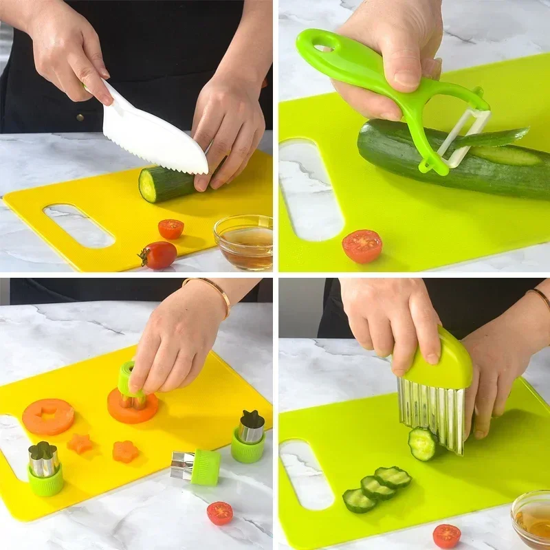 13/17PCS Set da cucina per bambini Cucina reale Utensili da cucina Montessori per i più piccoli Coltelli sicuri per bambini per 2/3/4/5/6/7/8 anni